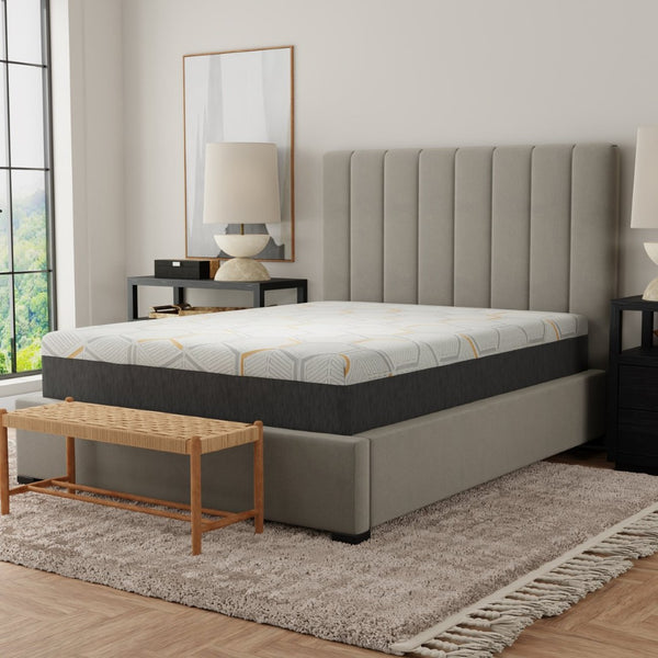 English Elm 12" Copper Gel Memory Foam King Mattress with Cooling Air Grid Base and Split Head B180P172065