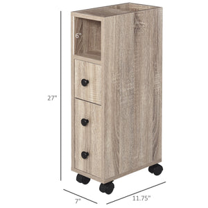 English Elm Kleankin Freestanding Bathroom Cabinet With Versatile Storage, Rolling Wheels & Modern Oak Finish W2225P229314