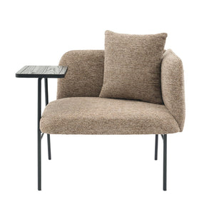 English Elm Leisure Linen Accent Chair with Built-in Side Table Pockets and Lumbar Pillow Modern Khaki W395P453308