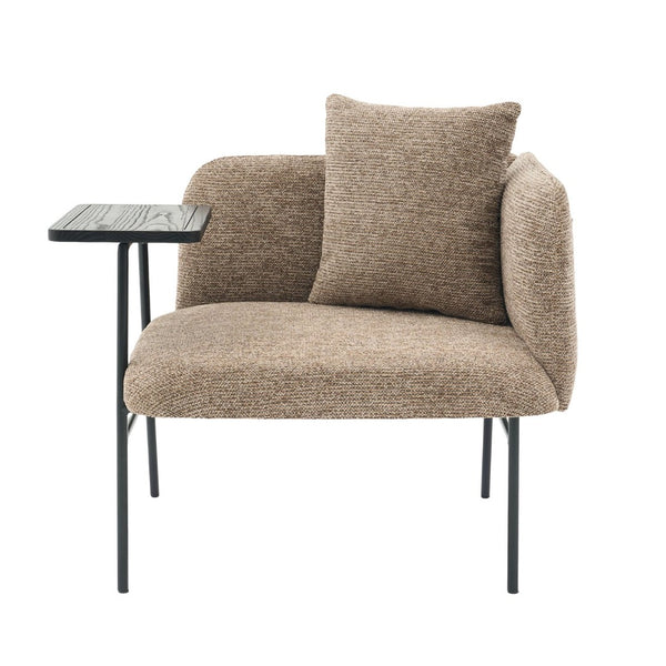 English Elm Leisure Linen Accent Chair with Built-in Side Table Pockets and Lumbar Pillow Modern Khaki W395P453308