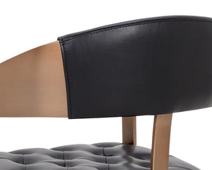 Sunpan Beaumont Ultra Contemporary Dining Armchair with T-Shaped Back and Stylish Tapered Arms Design Antique Brass / Cantina Black