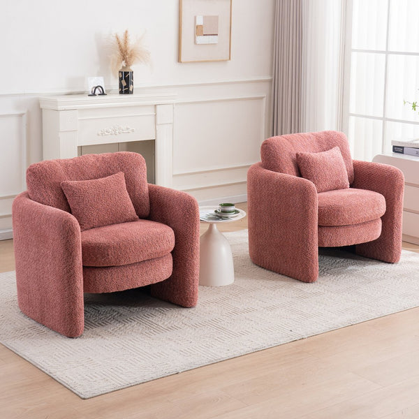 English Elm Rounded Corner Modern Chair Chenille Upholstered Ergonomic Seat Spacious Comfort Durable Style Red W3206P298325