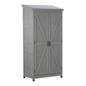 English Elm Outdoor Cedar Wood Vertical Storage Shed with Metal Roof for Garden Tools W2640P262538