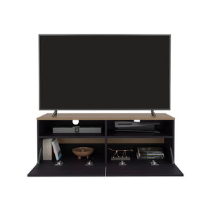English Elm Tanner Low Profile Tv Stand with Open Shelves Two Tone Wood Finish Media Console B092P439923