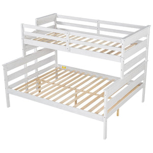 English Elm Wood Twin Xl Over Queen Bunk Bed With Ladder - Stylish Space-Saving Design For Kids & Guests! GX000446AAK-1-GIGA