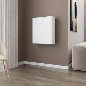 English Elm Aguila Space-Saving Wall-Mounted Drop-Leaf Table in White — Foldable Desk for Small Rooms & Home Office B128P263713