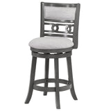 Jaysen Grey Counter Stool: Padded Seat, Footrests, 360° Rotation, 100% Polyester, 22x24x39.5