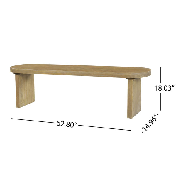 English Elm Indoor Solid Pine Dining Bench Seats Three Adults Farmhouse Style Kitchen Seating N779P329126N