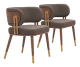 Brew Dining Chair - Set of 2 Brown & Walnut 110326 Zuo Modern