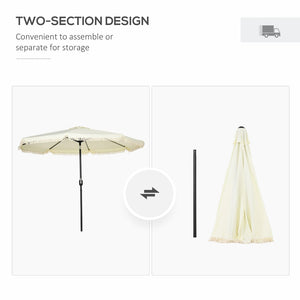 English Elm Outsunny 9Ft Cream White Patio Umbrella With Tilt, Ruffled Canopy, And Durable Steel Frame For Outdoor Fun W2225P200478-GIGA