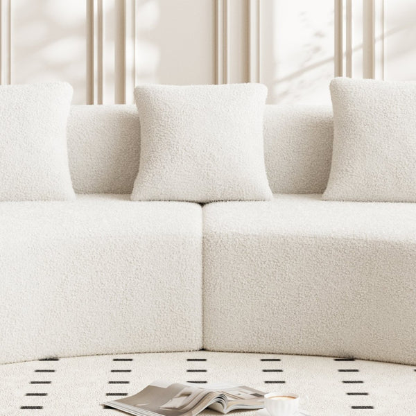 English Elm Modern Curved 5-Seater Sectional Sofa - Stylish Velvet Couch For Comfort & Easy Setup W1765S00121-GIGA