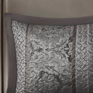 English Elm 5-piece Queen Jacquard Bedspread Set with Leaf Ironwork Motifs Shams and Throw Pillows B035P408228
