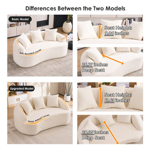 English Elm Ly-049s Curved Chenille Loveseat with Boneless Frame for Modern Living Spaces Off White W2231P402437