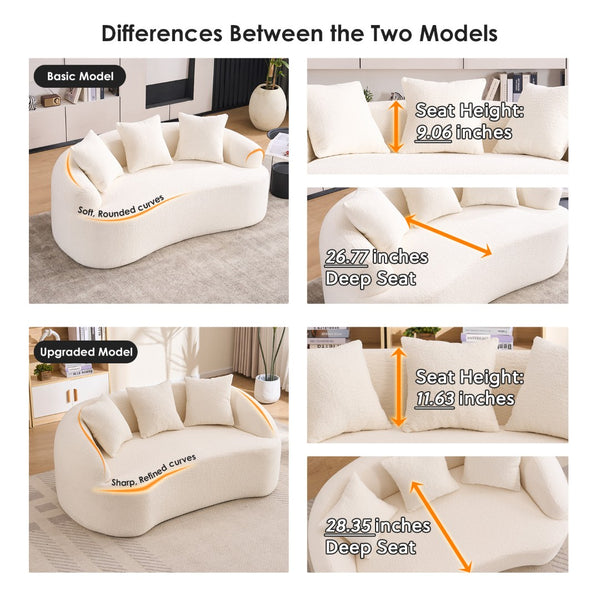 English Elm Ly-049s Curved Chenille Loveseat with Boneless Frame for Modern Living Spaces Off White W2231P402437