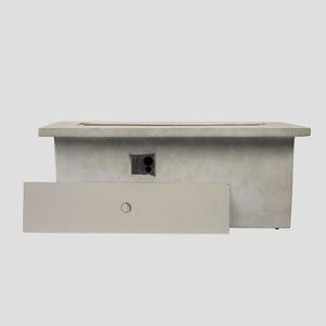 English Elm 60" 70in Concrete Propane Fire Pit Table 60000 BTU with Storage Cabinet, Pulse Ignition, Light Gray W853P202206