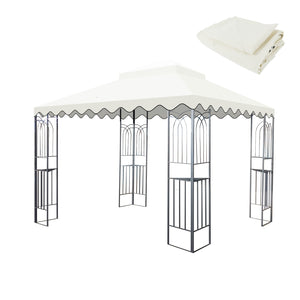 English Elm 10X10 Ft Outdoor Patio Gazebo Replacement Canopy - Durable Double-Tiered Roof Cover, Beige Shade W419P198351