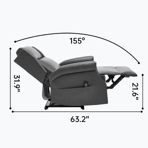 English Elm Emon's Overstuffed Chenille Power Lift Recliner with Massage Heat and Charging Ports Grey W1803S00088