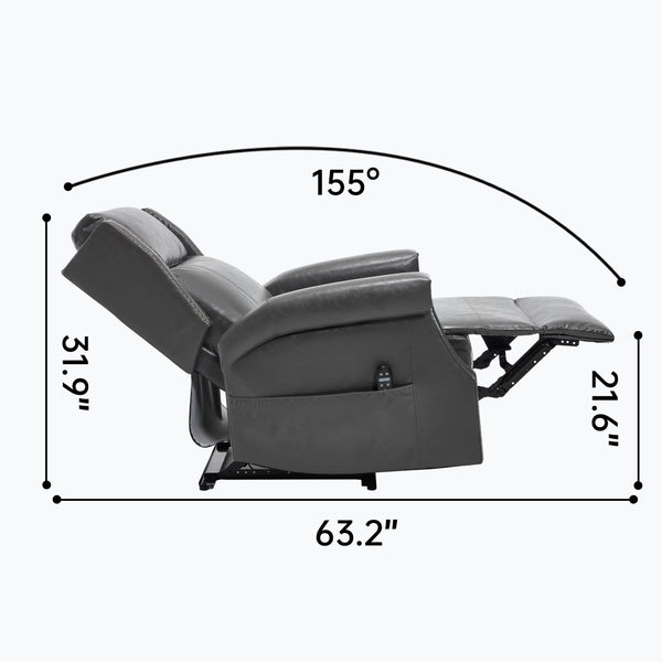 English Elm Emon's Overstuffed Chenille Power Lift Recliner with Massage Heat and Charging Ports Grey W1803S00088