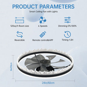 English Elm Modern Led Ceiling Fan With Remote Control – Dimmable 24" Crystal Design For Stylish Airflow & Light W2312P368700