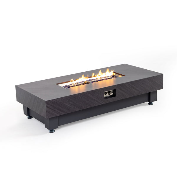 English Elm 60-INCH Modern Fire Pit Table with Stainless Steel Burner, Rain Cover, Propane Heater for Patio Gatherings Black,Stone Gray W3131P333709