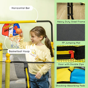 English Elm Qaba Indoor Kids Trampoline Springfree Bungee Safety Net Basketball Hoop Play W2225P200503