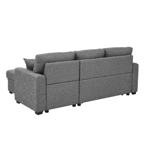 English Elm Upholstered Sleeper Sofa with Chaise & Under-Seat Storage, Reversible L/R, Modern Compact Design Gray B355S00004