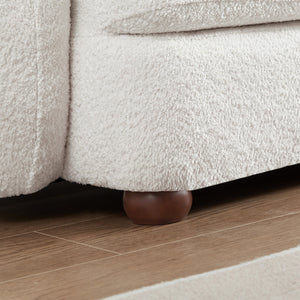 English Elm Ashcroft Furniture - Paton Plush Boucle Sofa with Machine-Washable Covers, Water-Resistant Durable Fabric, 4-Seater Comfort Cream B183S00047