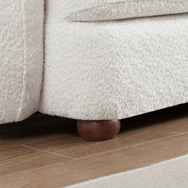 English Elm Ashcroft Furniture - Paton Plush Boucle Sofa with Machine-Washable Covers, Water-Resistant Durable Fabric, 4-Seater Comfort Cream B183S00047