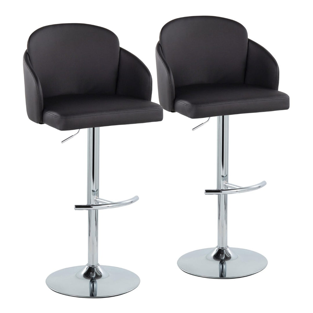English Elm Fixed-height Swivel Counter Stools with Faux Leather Seats and Chrome Footrest Set of 2 Black B202S02176