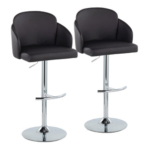 English Elm Fixed-height Swivel Counter Stools with Faux Leather Seats and Chrome Footrest Set of 2 Black B202S02176