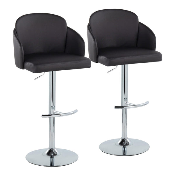 English Elm Fixed-height Swivel Counter Stools with Faux Leather Seats and Chrome Footrest Set of 2 Black B202S02176