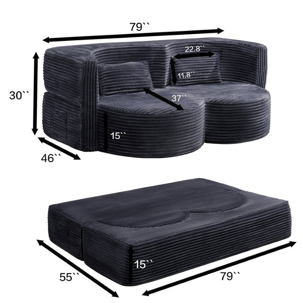 English Elm Folding Floor Futon Sofa Sleeper in Plush Teddy Velvet for Studio or Guest Rooms W3739P368636