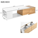 English Elm 47.2''-57''W Extendable Coffee Table With 2 Storage Drawers, Dual-Tone Wood Center Table With Extendable Sliding Tabletop, Multi-Functional Hidden Storage Sofa Table For Living Room, White