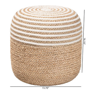 English Elm Modern Seagrass Woven Footstool Handcrafted Water Hyacinth Boho Living Room Accent B2750P420395