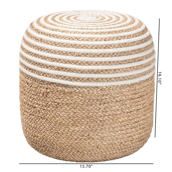 English Elm Modern Seagrass Woven Footstool Handcrafted Water Hyacinth Boho Living Room Accent B2750P420395