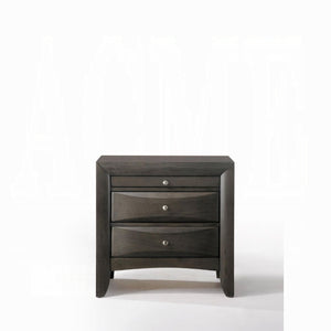 English Elm 1pc Velvet Tufted Nightstand with Faux Marble Top, Crystal Knobs and Two Drawers for Luxe Bedroom Gray 21 L x 30 W x 30 H B2741P321722