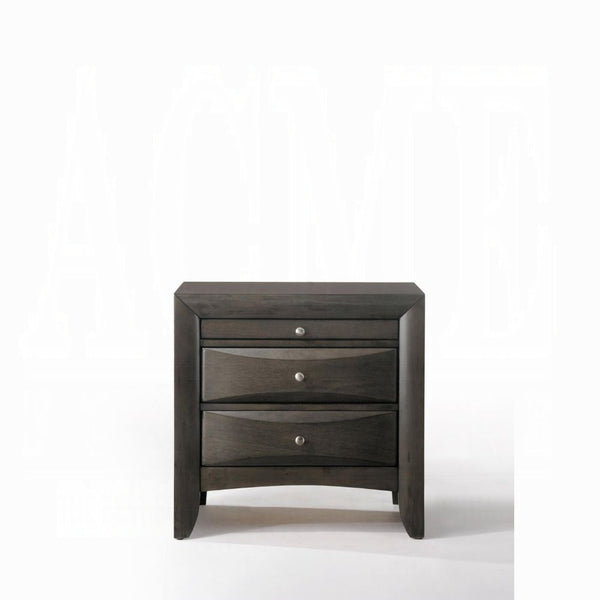 English Elm 1pc Velvet Tufted Nightstand with Faux Marble Top, Crystal Knobs and Two Drawers for Luxe Bedroom Gray 21 L x 30 W x 30 H B2741P321722