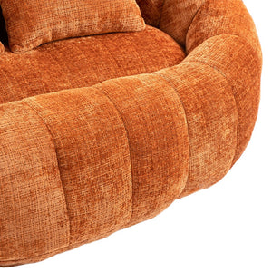 English Elm Bean Bean Bag Sofa High-Density Memory Foam Two-Seater Lounger High Back Chenille Cozy Support Orange W395P181437