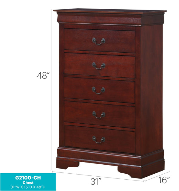 English Elm LouisPhillipe Classic Dovetailed Chest with Curved Moldings and Carved Base, Durable Storage Elegance Cherry 53 L x 35 W x 19 H B078118328
