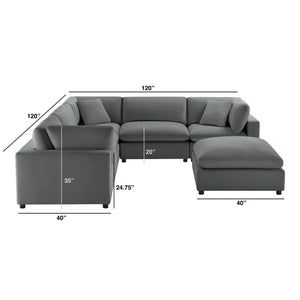 English Elm Caylie Modular 6-Piece Sectional Sofa - Charcoal, Family-Friendly Design, Easy Care & Comfort B050S00026