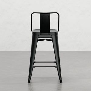 English Elm Keeley 24-Inch Metal Counter Stool Set of 4 with Curved Back, Footrest & Durable Powder-Coat Finish Black B2732P253619