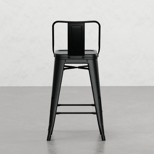 English Elm Keeley 24-Inch Metal Counter Stool Set of 4 with Curved Back, Footrest & Durable Powder-Coat Finish Black B2732P253619