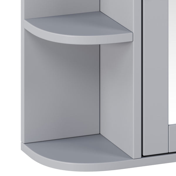 English Elm Bathroom Wall Cabinet with Mirror Door Open Shelving and Adjustable Interior Storage Gray N817P375228G