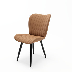 English Elm Set of 2 Armless Faux Leather Dining Chairs with Cushioned Seats and Metal Legs Brown W3316P426945