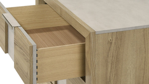 English Elm 1pc Tall Chest Five Drawer Wooden Bedroom Storage Cabinet with Metal Hardware and Sleek Profile Driftwood 59.88 L x 18.94 W x 37.48 H B2741P348928