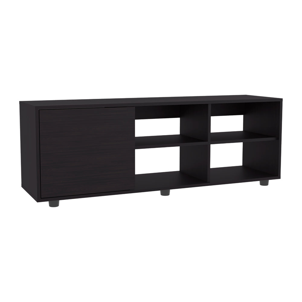 English Elm Adel 51" TV Stand with Cabinet and Four Shelves, Cable Management, Holds Up to 60" TVs, Sleek Design Black 53.01 L x 21.01 W x 5.01 H B070P254801