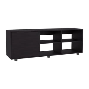 English Elm Adel 51" TV Stand with Cabinet and Four Shelves, Cable Management, Holds Up to 60" TVs, Sleek Design Black 53.01 L x 21.01 W x 5.01 H B070P254801