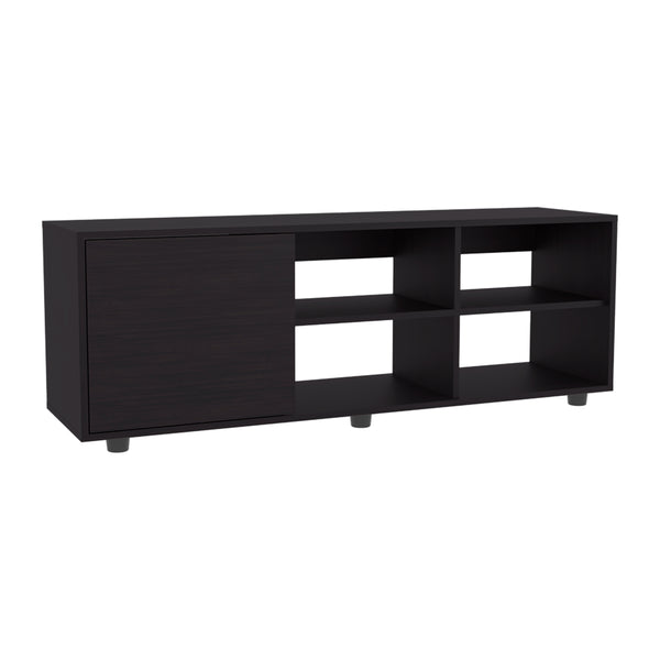 English Elm Adel 51" TV Stand with Cabinet and Four Shelves, Cable Management, Holds Up to 60" TVs, Sleek Design Black 53.01 L x 21.01 W x 5.01 H B070P254801