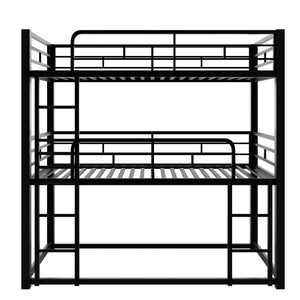English Elm Metal Triple Bunk Bed Steel Frame Twin Three Tier Guardrails for Shared Rooms Black GX000230AAB