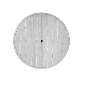 English Elm Outdoor Dinning Set Antique Gray 4-Person Patio Dining with Umbrella Hole, Removable Cushions, Wood-Iron Frame SZ000101AAE